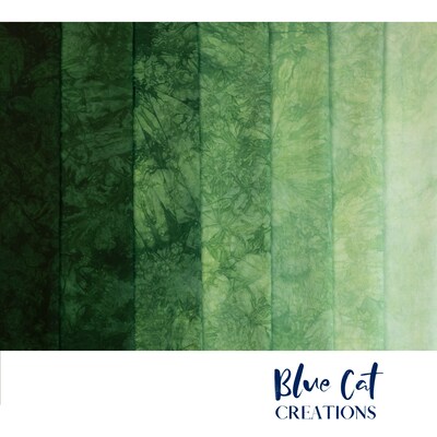 Hand dyed Sage Green Fabric Gradient Bundle, Premium Kona Cotton Ombre Dyed Gradient Cloth - image1